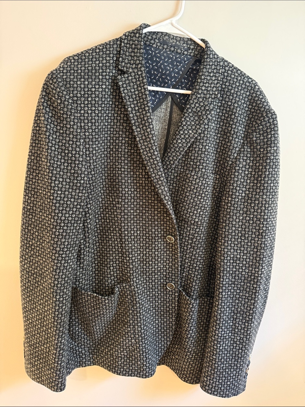 SAND Black and White Micro-Print Blazer